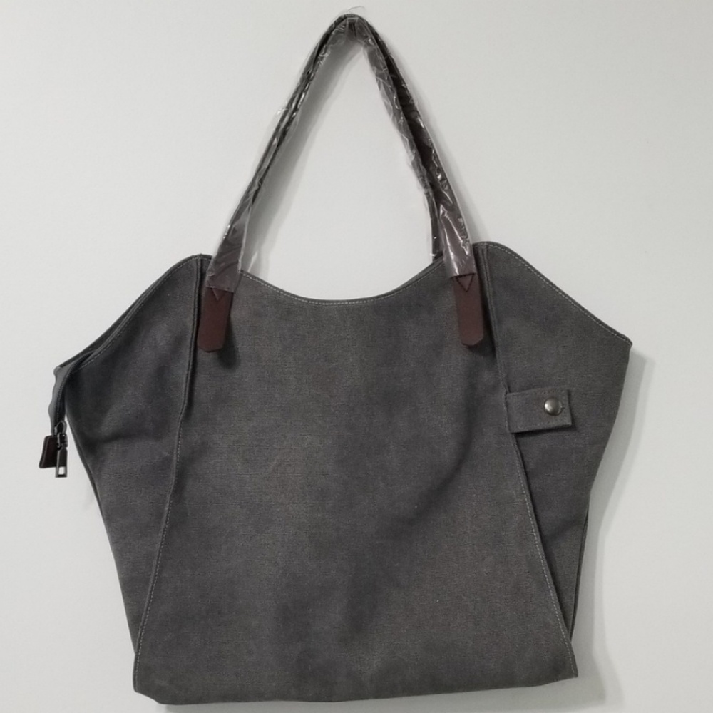 Large Gray canvas purse new
